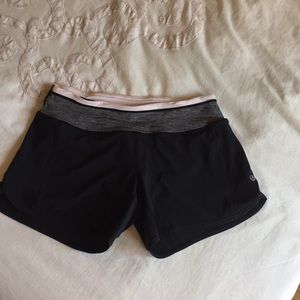Lululemon soft pink, grey & black workout shorts